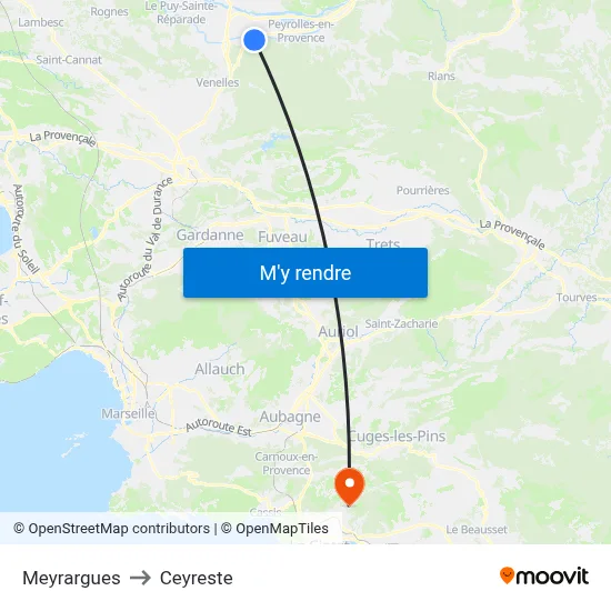 Meyrargues to Ceyreste map