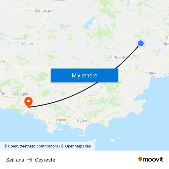 Seillans to Ceyreste map