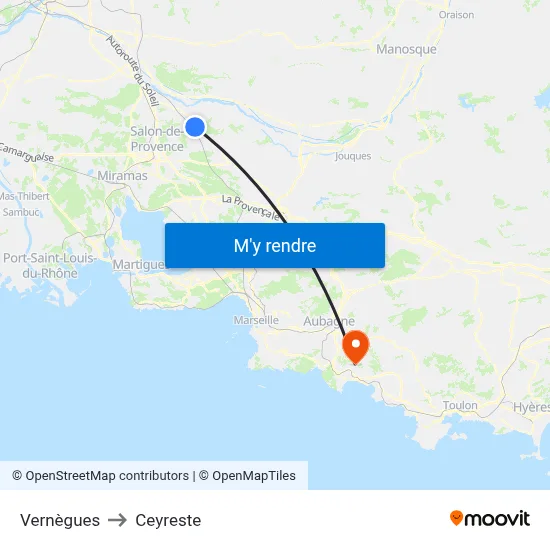 Vernègues to Ceyreste map