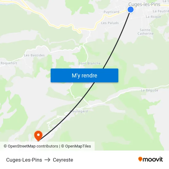 Cuges-Les-Pins to Ceyreste map