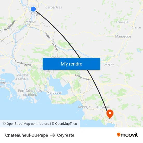 Châteauneuf-Du-Pape to Ceyreste map