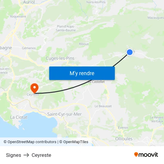 Signes to Ceyreste map