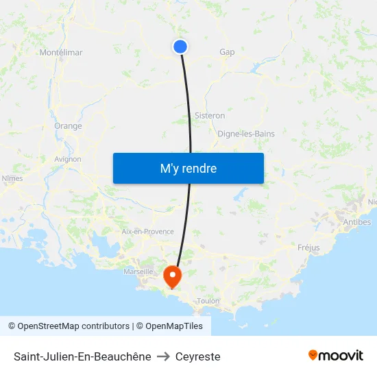 Saint-Julien-En-Beauchêne to Ceyreste map