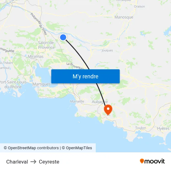 Charleval to Ceyreste map