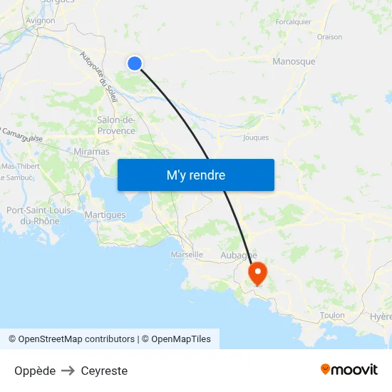Oppède to Ceyreste map