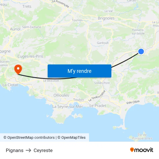 Pignans to Ceyreste map