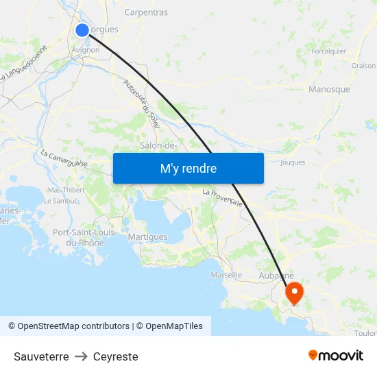 Sauveterre to Ceyreste map