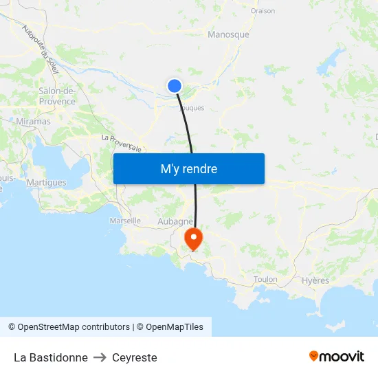 La Bastidonne to Ceyreste map