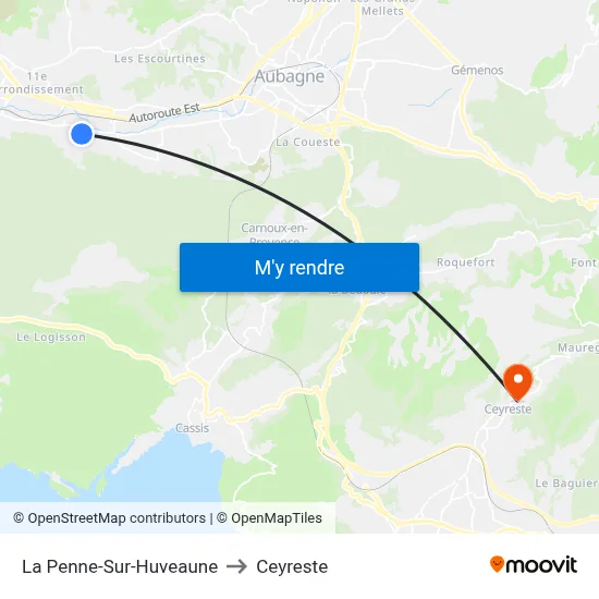 La Penne-Sur-Huveaune to Ceyreste map