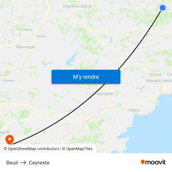 Beuil to Ceyreste map