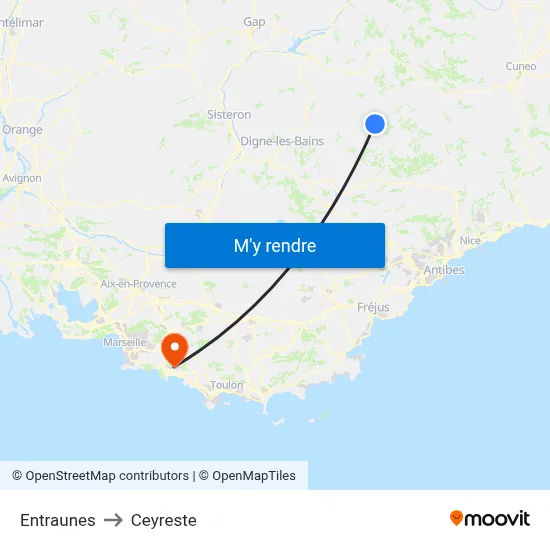 Entraunes to Ceyreste map