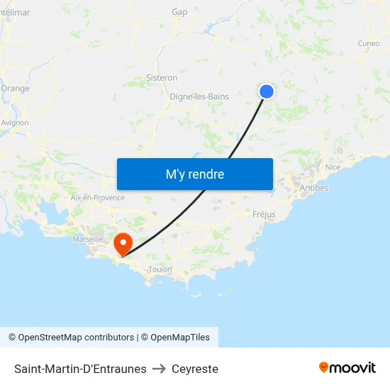 Saint-Martin-D'Entraunes to Ceyreste map