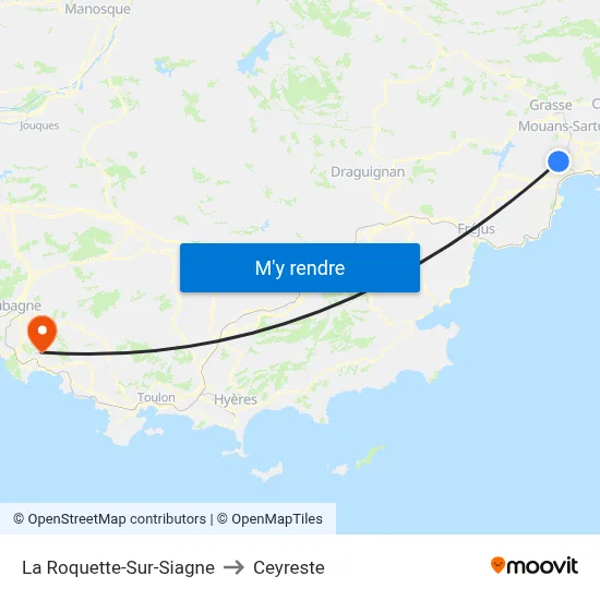 La Roquette-Sur-Siagne to Ceyreste map