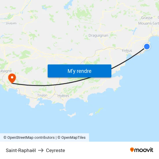 Saint-Raphaël to Ceyreste map