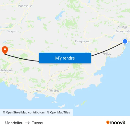 Mandelieu to Fuveau map