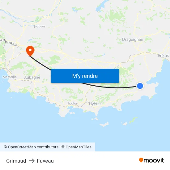 Grimaud to Fuveau map