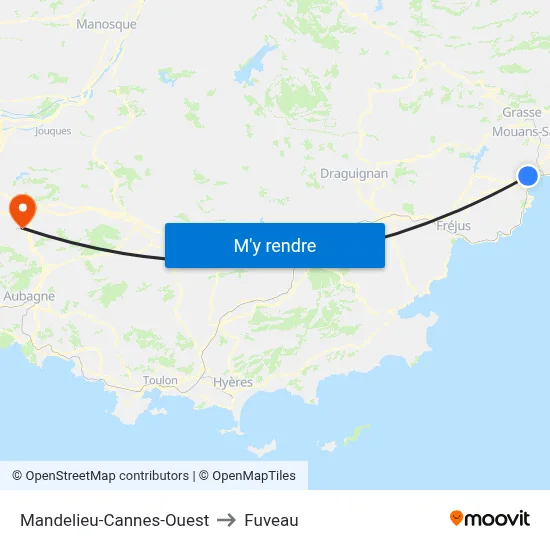 Mandelieu-Cannes-Ouest to Fuveau map