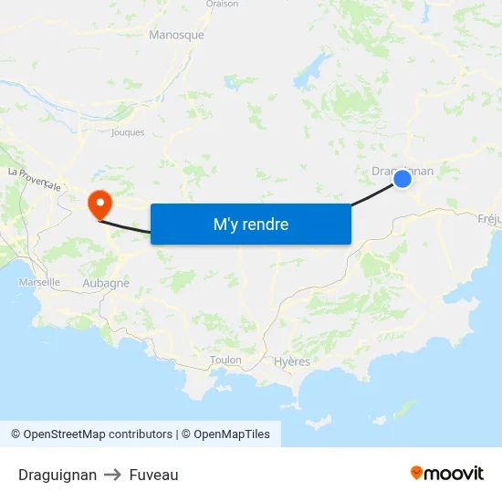 Draguignan to Fuveau map
