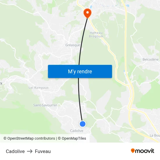 Cadolive to Fuveau map