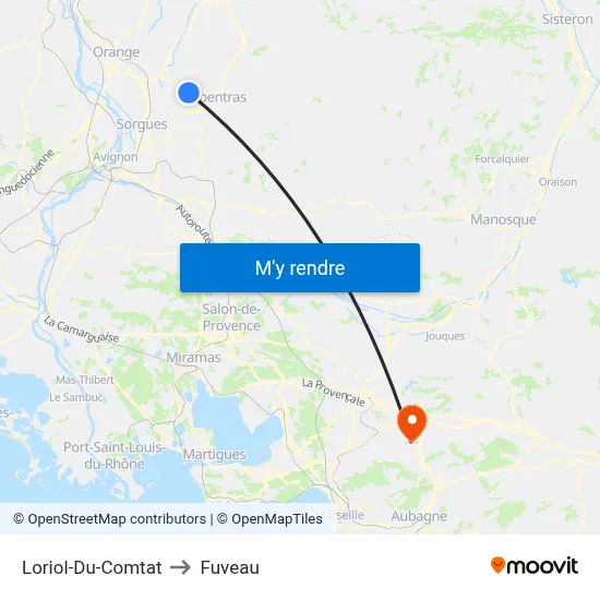 Loriol-Du-Comtat to Fuveau map