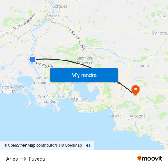 Arles to Fuveau map