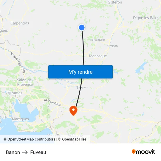 Banon to Fuveau map