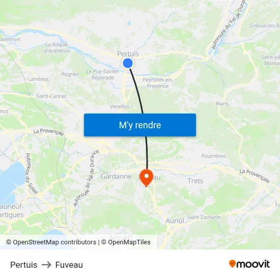 Pertuis to Fuveau map