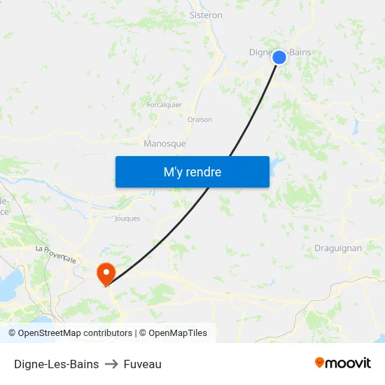 Digne-Les-Bains to Fuveau map