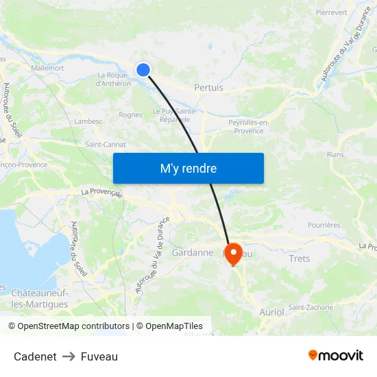 Cadenet to Fuveau map
