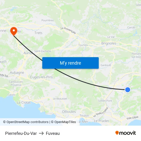 Pierrefeu-Du-Var to Fuveau map