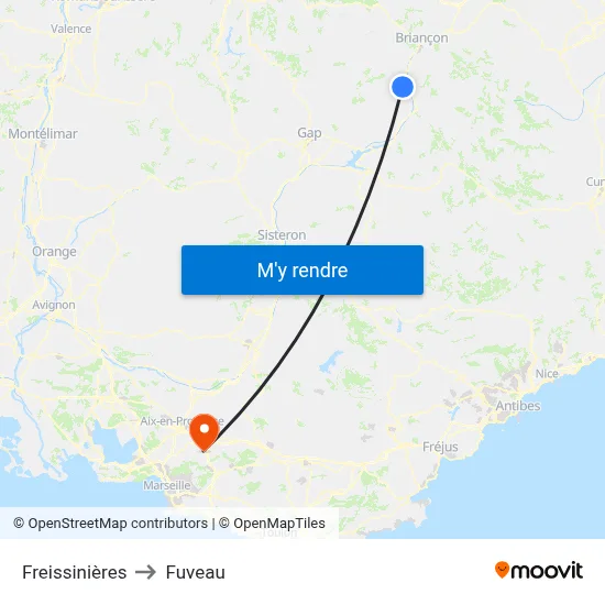 Freissinières to Fuveau map
