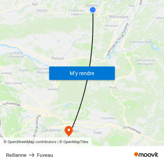 Reillanne to Fuveau map