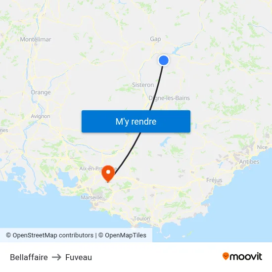 Bellaffaire to Fuveau map