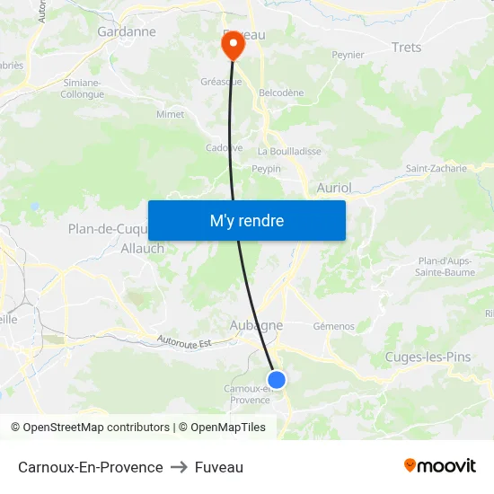 Carnoux-En-Provence to Fuveau map