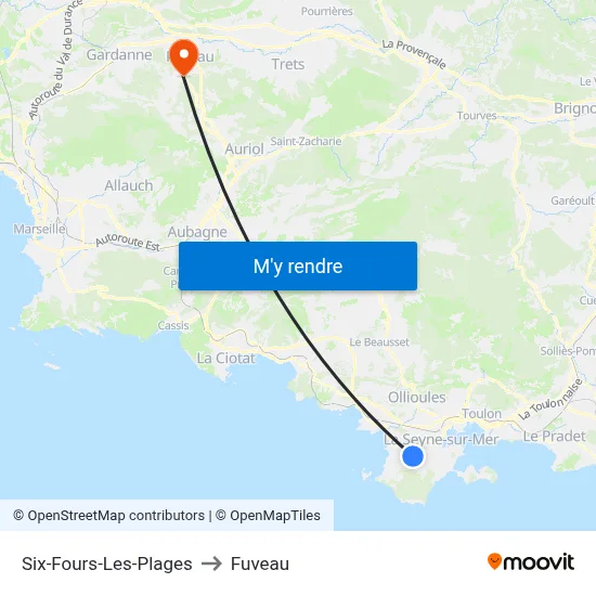 Six-Fours-Les-Plages to Fuveau map
