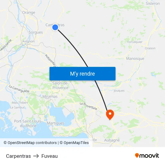 Carpentras to Fuveau map