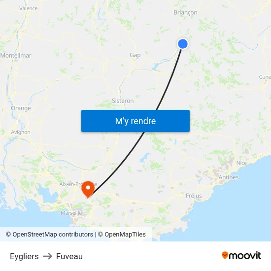 Eygliers to Fuveau map