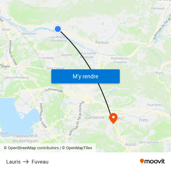 Lauris to Fuveau map