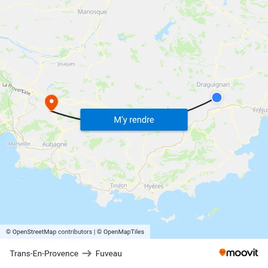 Trans-En-Provence to Fuveau map