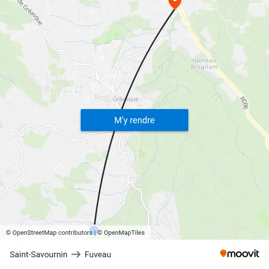 Saint-Savournin to Fuveau map