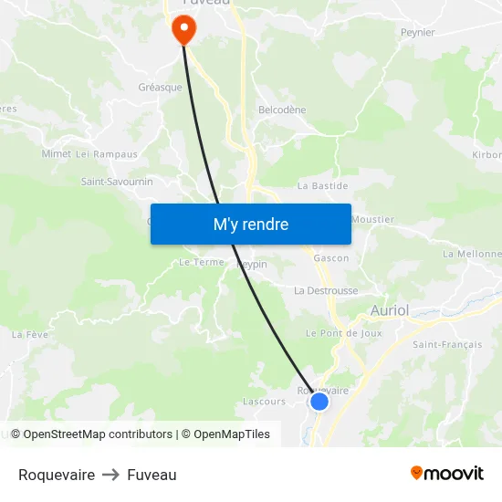 Roquevaire to Fuveau map