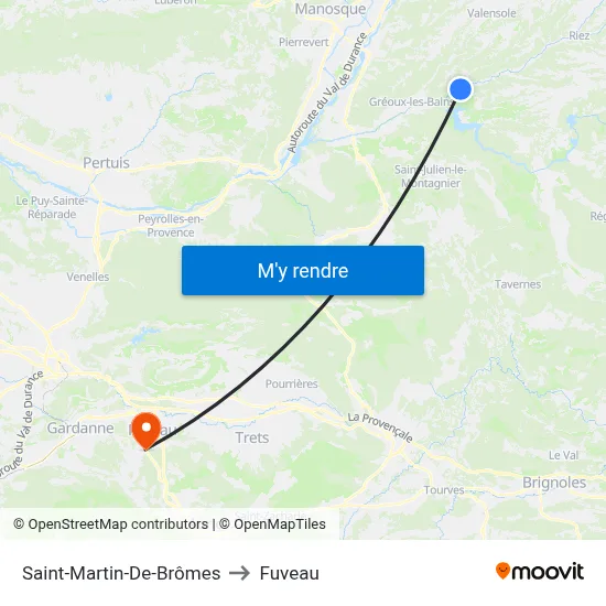 Saint-Martin-De-Brômes to Fuveau map