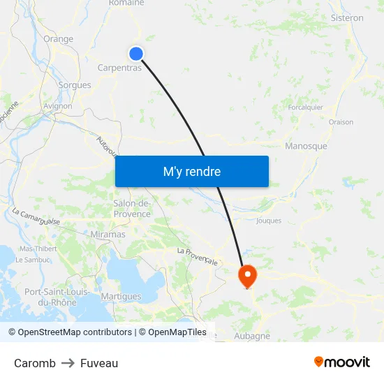 Caromb to Fuveau map
