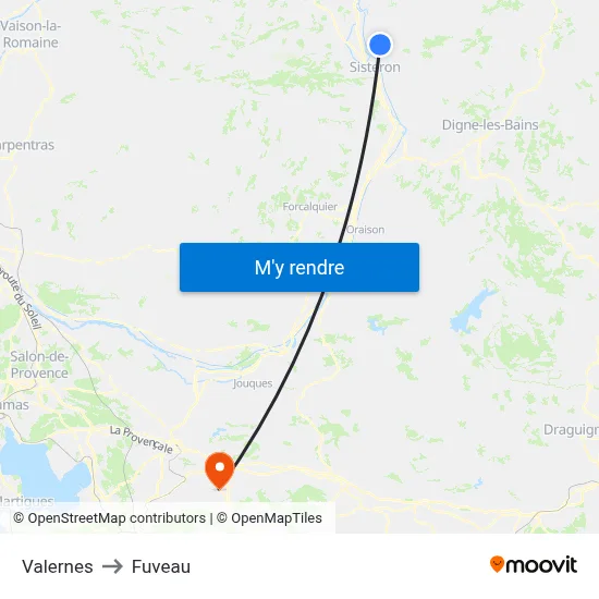 Valernes to Fuveau map