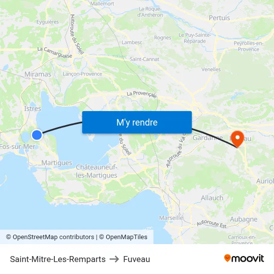 Saint-Mitre-Les-Remparts to Fuveau map