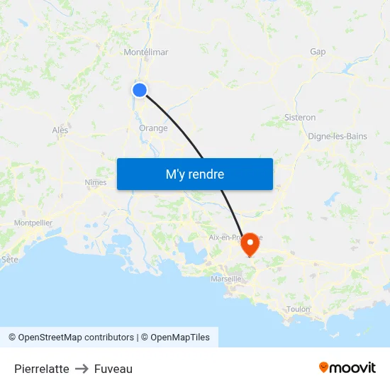 Pierrelatte to Fuveau map