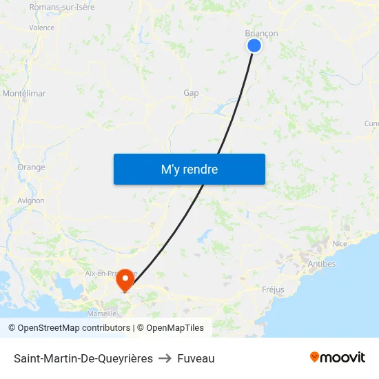 Saint-Martin-De-Queyrières to Fuveau map