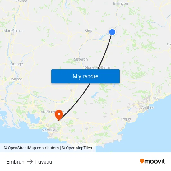Embrun to Fuveau map