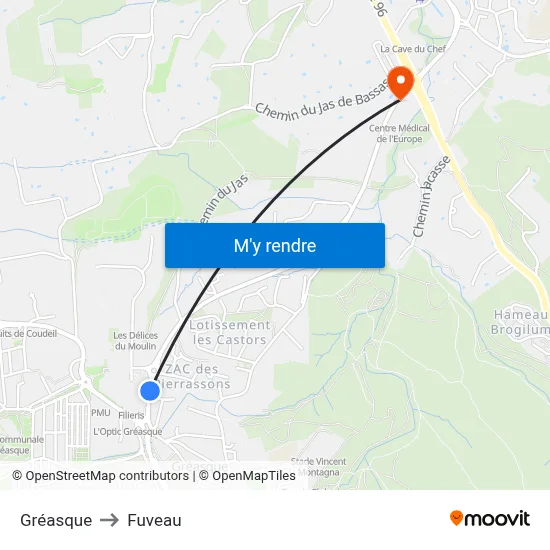 Gréasque to Fuveau map