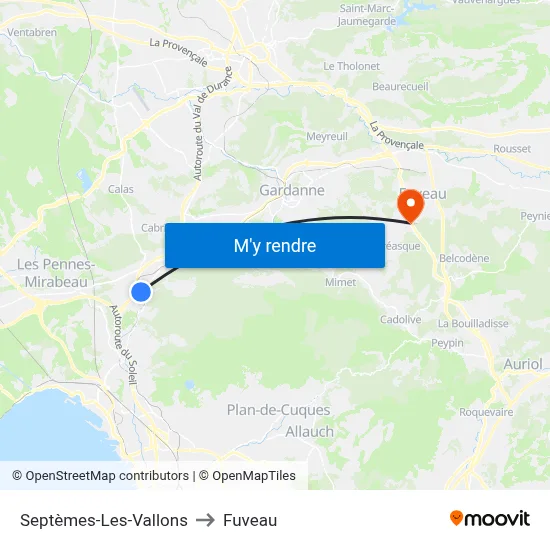 Septèmes-Les-Vallons to Fuveau map